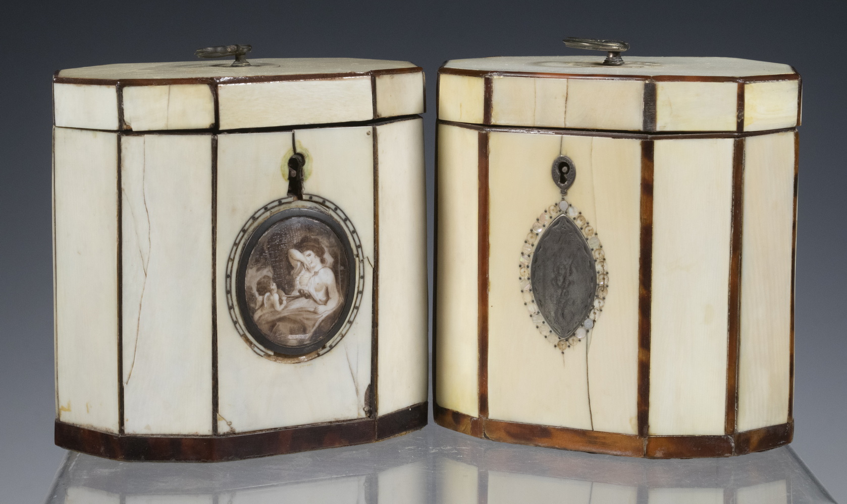 EARLY TEA CADDIES Lot of (2) ca