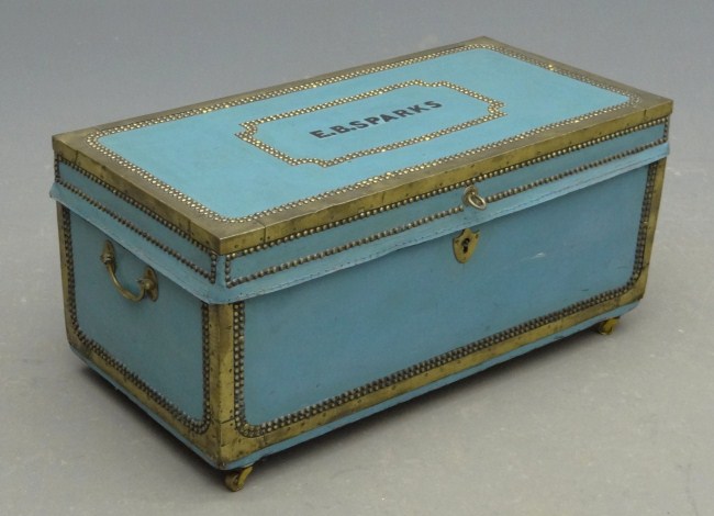 Early theater trunk marked ''E.B.