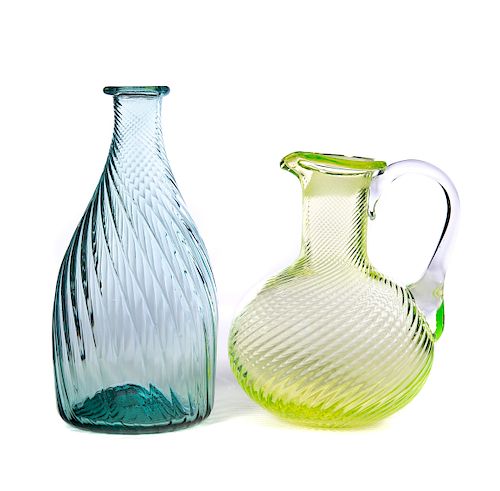 EARLY THREADED GLASS PIECES, ONE