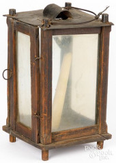 EARLY TIN AND WOOD CANDLE CARR