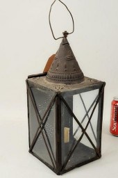 EARLY TIN LANTERN/PUNCHED FLOR