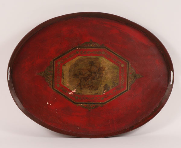 Early tole painted metal tray,