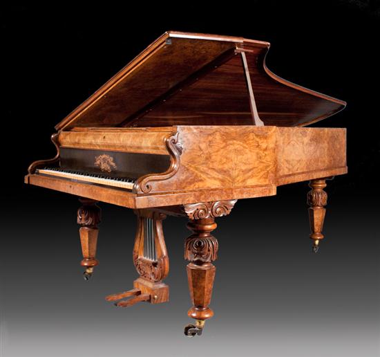 Early Victorian carved burlwood