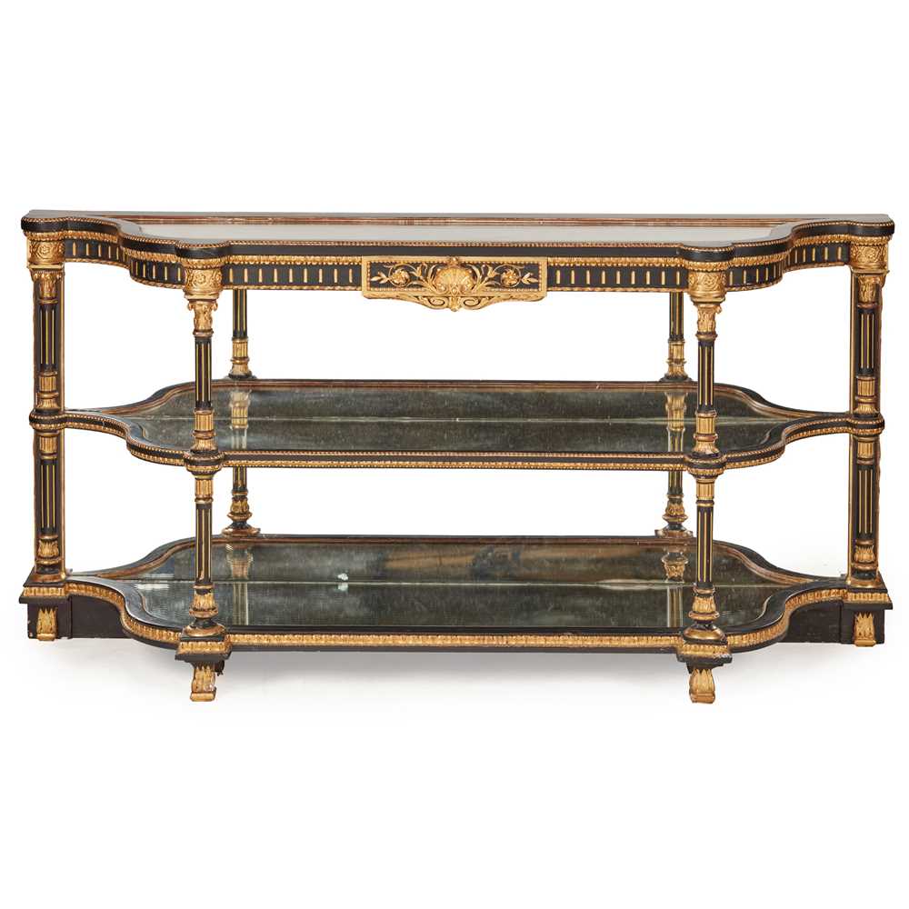 EARLY VICTORIAN EBONISED AND PARCEL