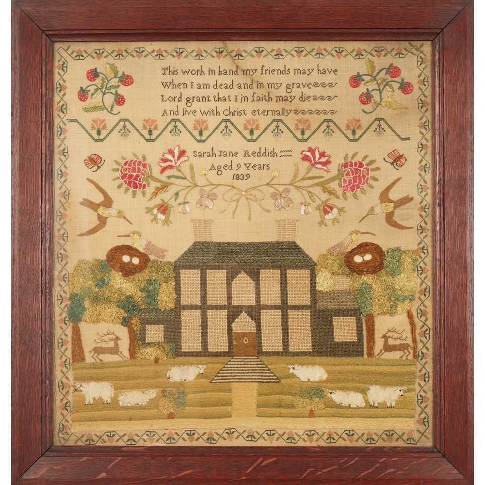 EARLY VICTORIAN NEEDLEWORK SAMPLER,