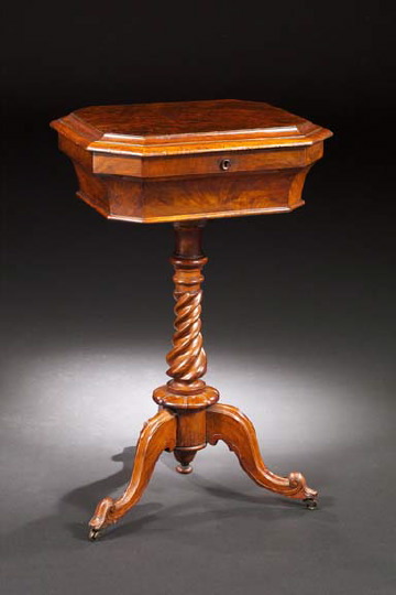 Early Victorian Walnut Teapoy, 