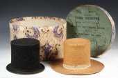 EARLY WALLPAPER HATBOX W/ MAN