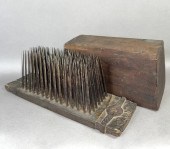 EARLY WALNUT BOX COVERED FLAX