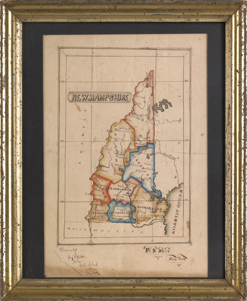 Early watercolor on paper map of