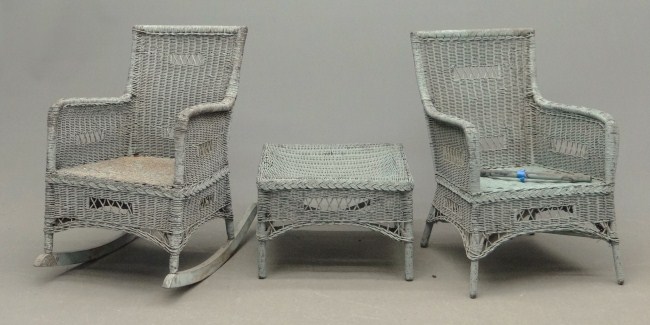 Early wicker three piece set