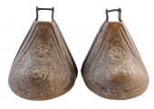 EARLY WOODEN CARVED STIRRUPS,