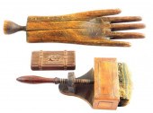 EARLY WOODEN SEWING OBJECTS, T