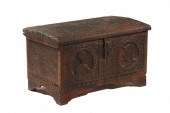 EARLY WOODEN TRUNK WITH BOLIVA