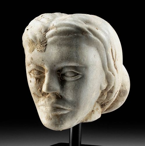 EASTERN ROMAN MARBLE FEMALE HEAD W/