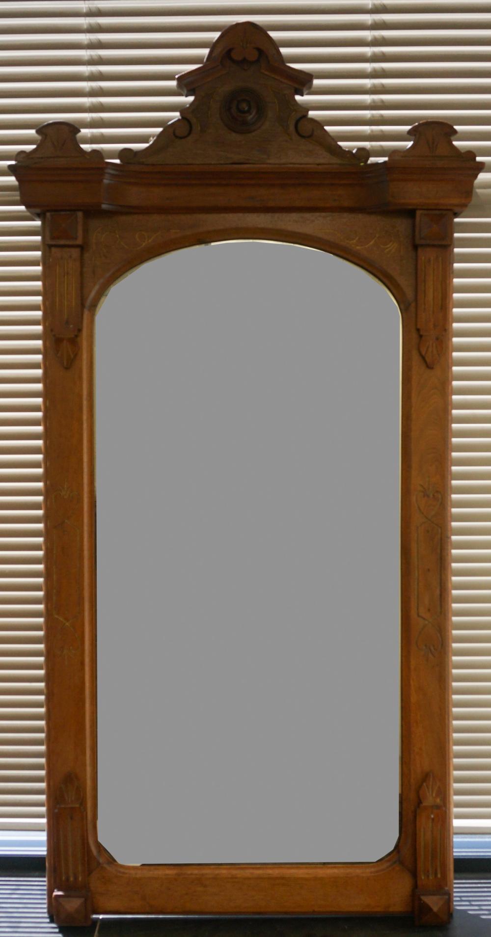 EASTLAKE STYLE OAK FRAMED MIRROR,