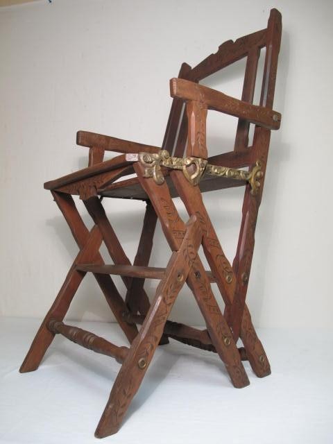 Eastlake style wood library ladder.