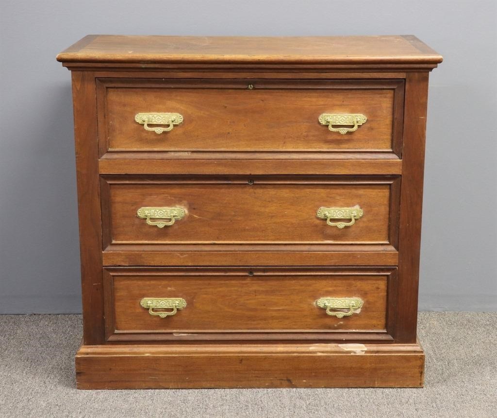 Eastlake walnut dresser, 35"h x