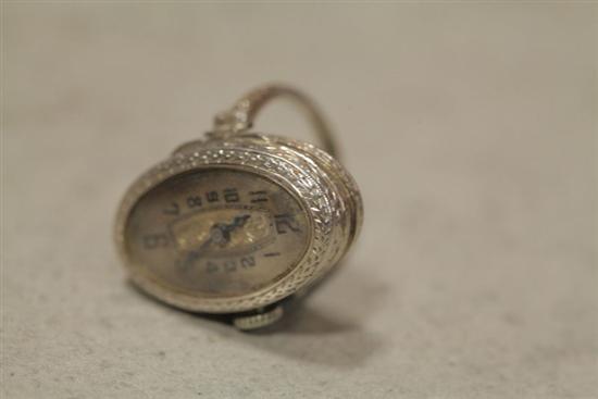 EBEL 14K WHITE GOLD WATCH-RING.