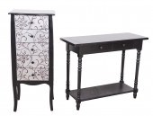 Ebonized 2-tier console table,