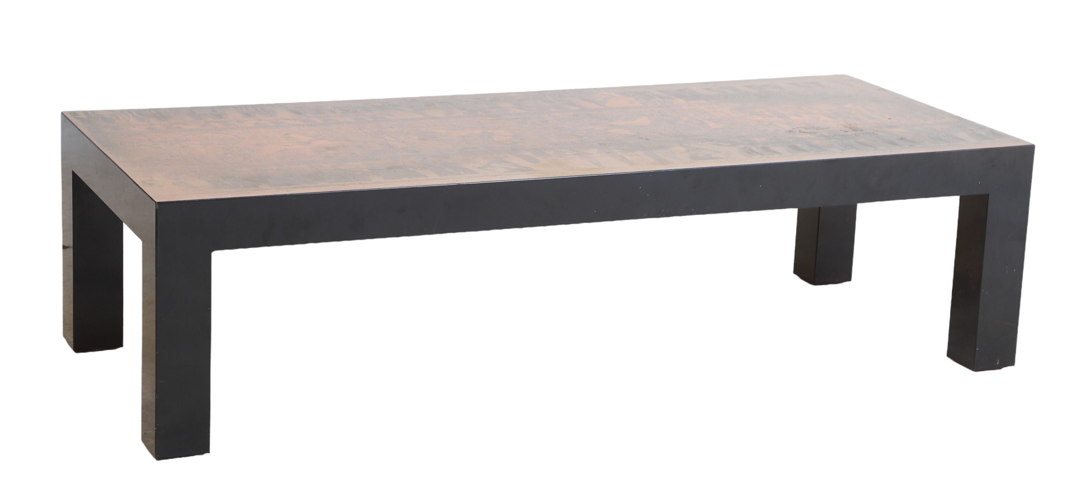 Ebonized and embossed coffee table,