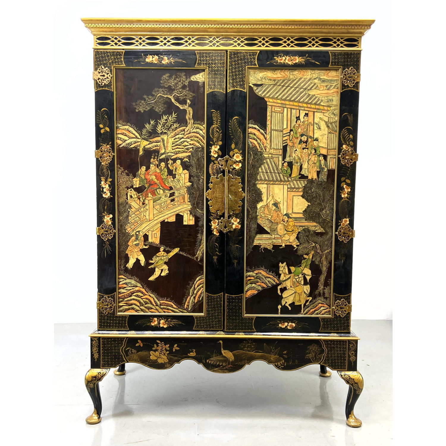 Ebonized Asian Scenic Two Door