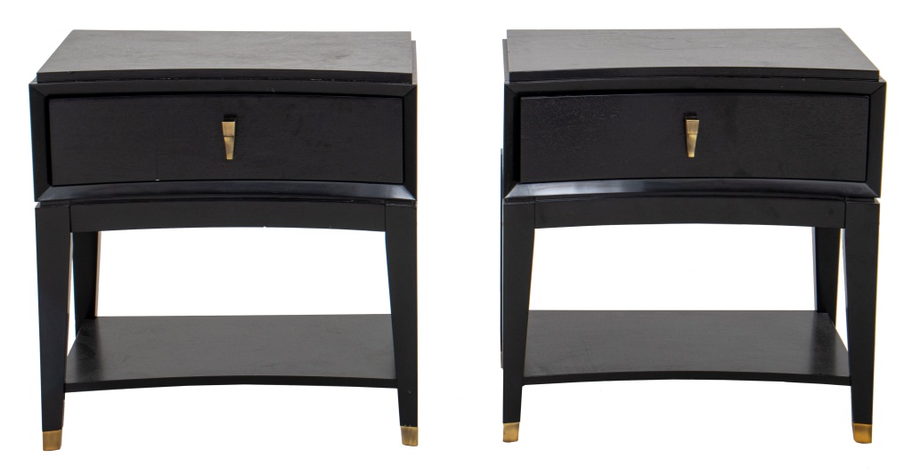 EBONIZED BEDSIDE OR END TABLES,