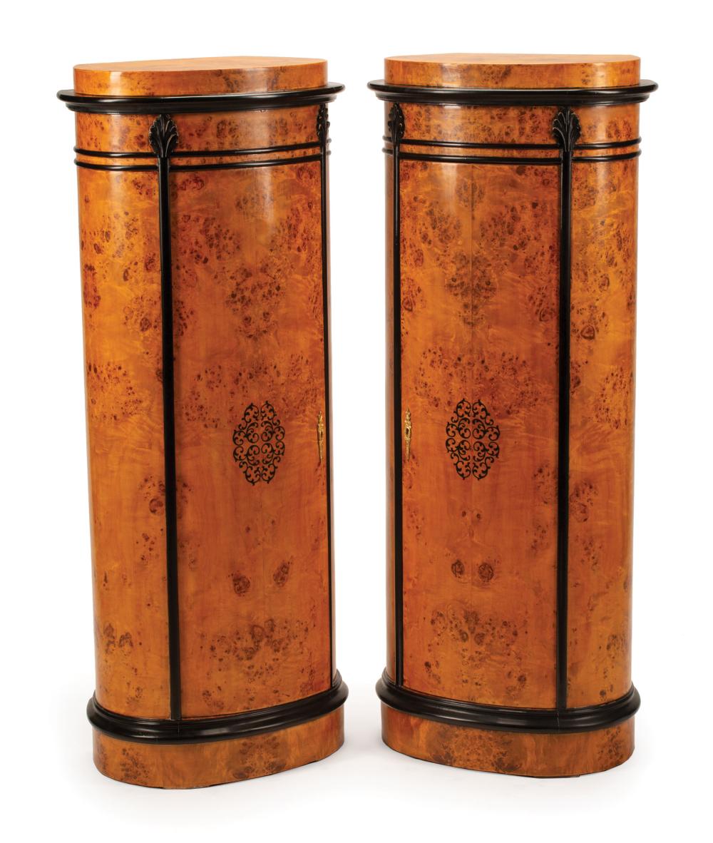 EBONIZED BURLWOOD PEDESTAL