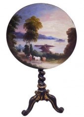 EBONIZED GILT &FIGURAL PAINTED