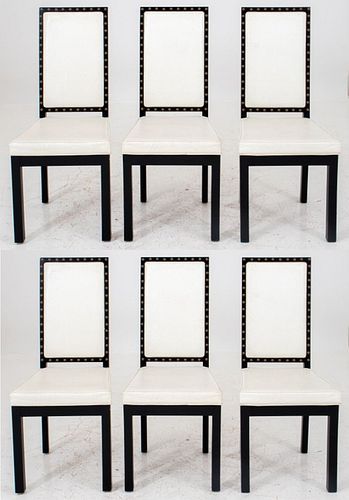 EBONIZED HIGH BACK DINING CHAIRS,