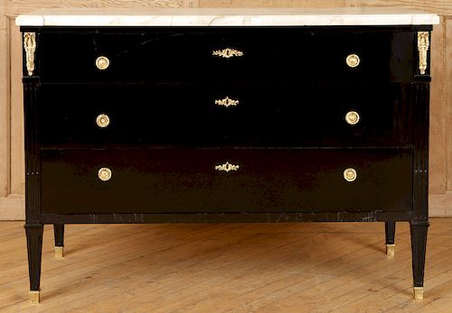 EBONIZED LOUIS XVI COMMODE MARBLE