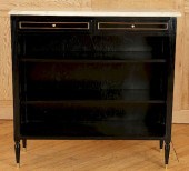 EBONIZED MARBLE TOP BOOKCASE L
