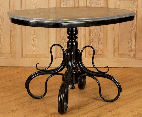 EBONIZED MARBLE TOP OCCASIONAL