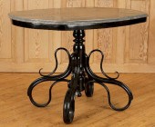 EBONIZED MARBLE TOP OCCASIONAL