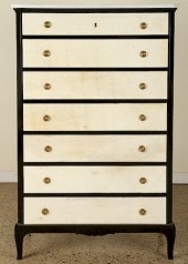 EBONIZED PARCHMENT TALL CHEST
