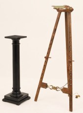 EBONIZED PEDESTAL AND ART EASE