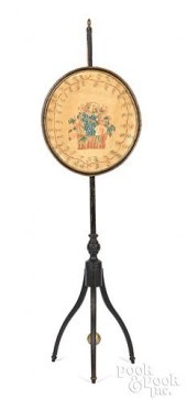 EBONIZED POLE SCREEN, 19TH C.U
