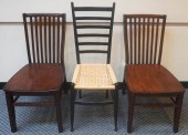 EBONIZED RUSH SEAT CHAIR AND P