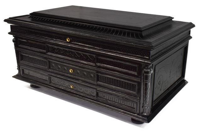 EBONIZED SILVER CHEST OR JEWEL