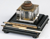 EBONIZED STANDISH AND ACCESSOR