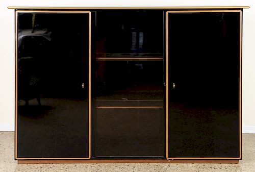 EBONIZED THREE DOOR CABINET BY