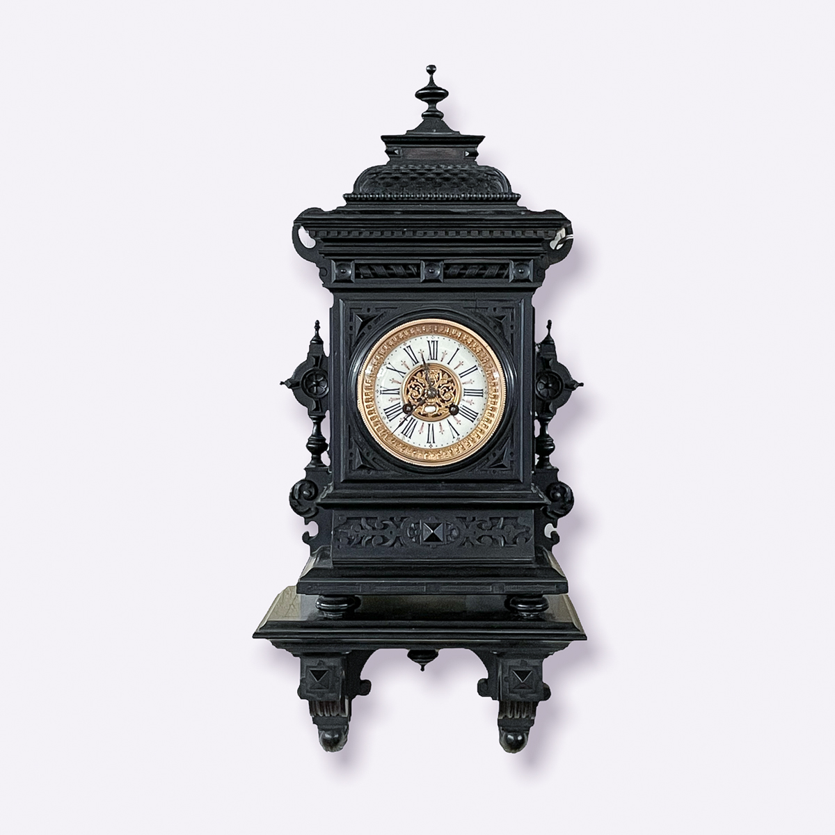 EBONIZED VICTORIAN BRACKET CLOCK W/
