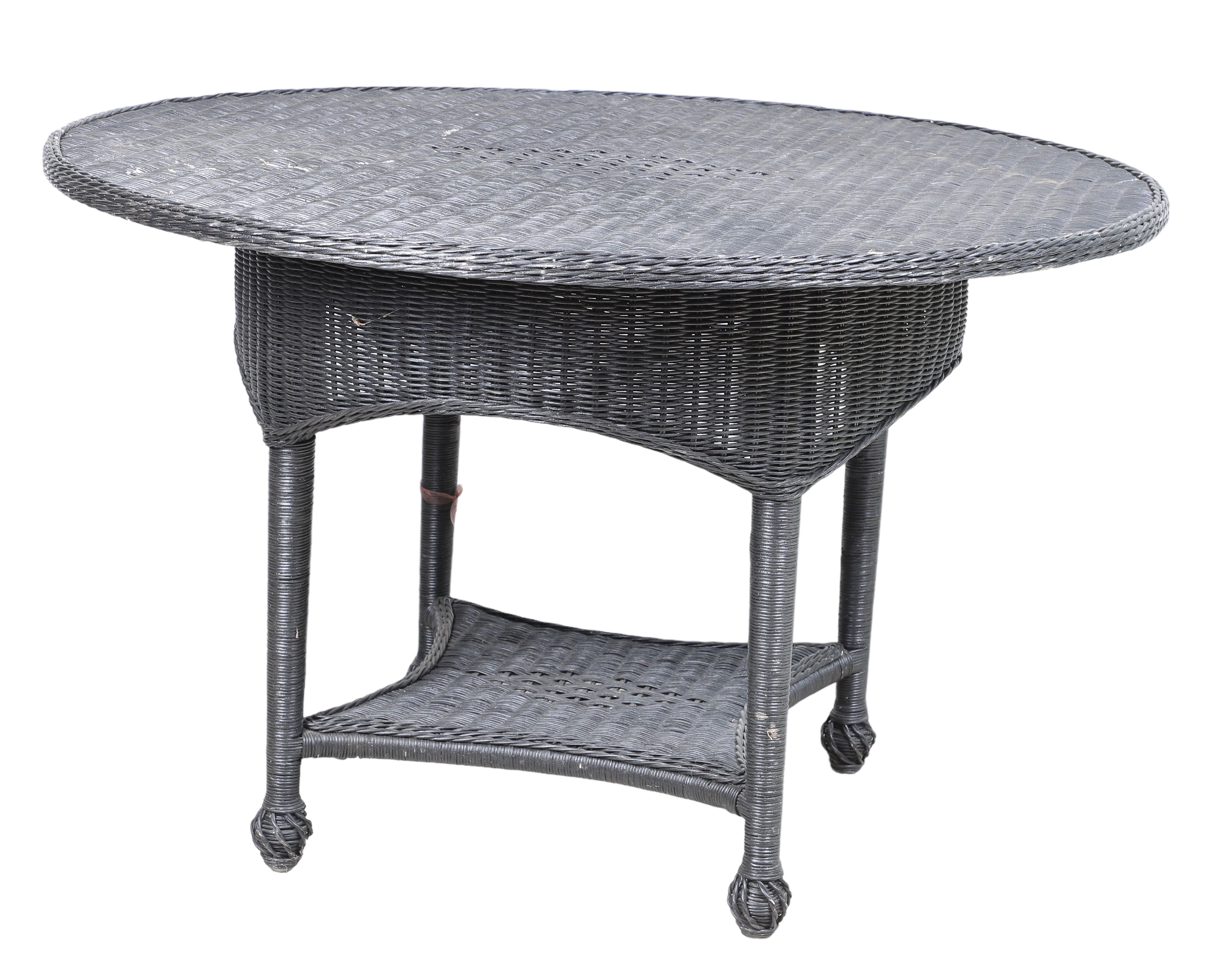 Ebonized wicker 2-tier patio dining