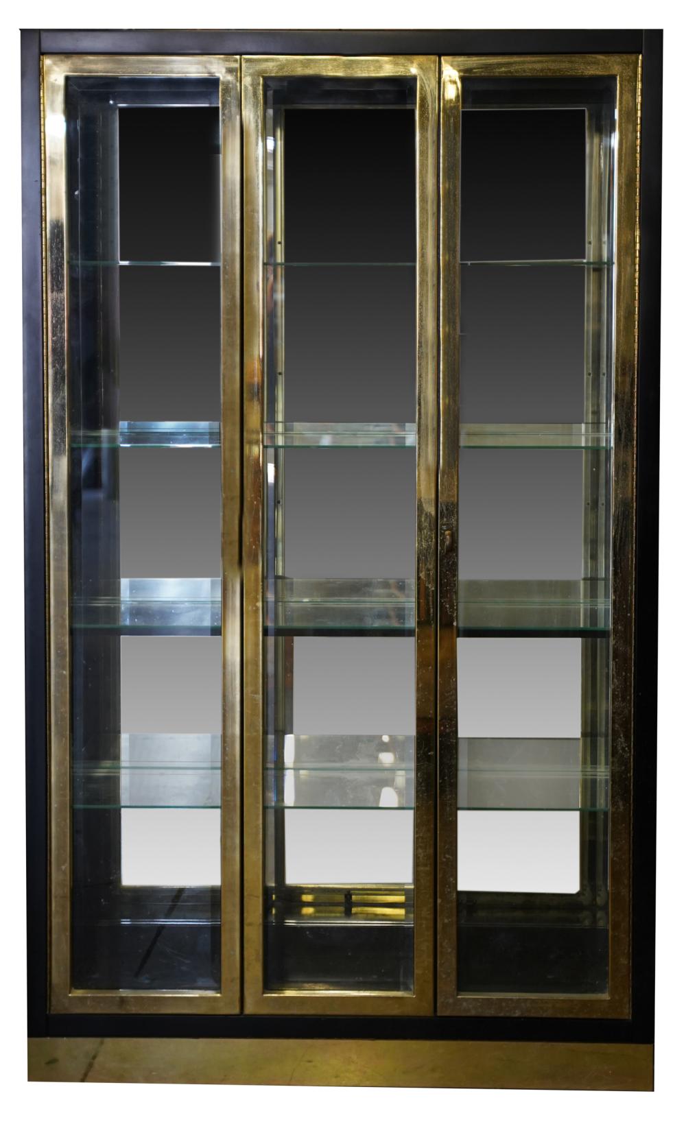 EBONIZED WOOD AND BRASS DISPLAY