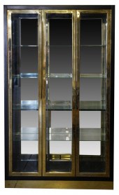 EBONIZED WOOD AND BRASS DISPLA