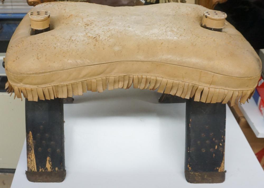 EBONIZED WOOD AND LEATHER CAMEL