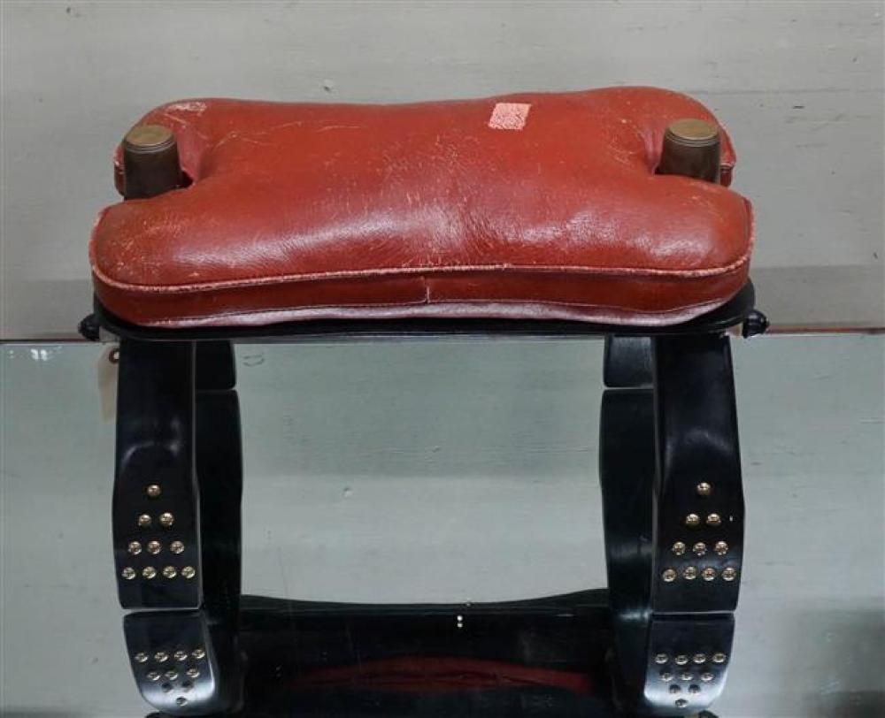 EBONIZED WOOD AND RED LEATHER CAMEL