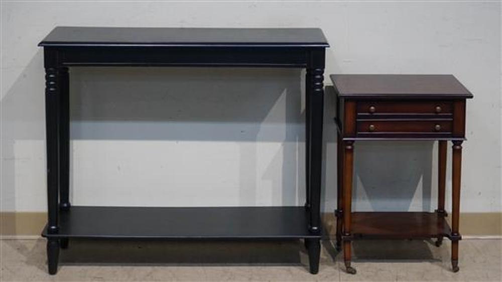 EBONIZED WOOD SOFA TABLE AND A