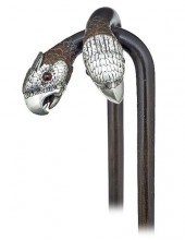 EBONY AND SILVER PARROT CANECa