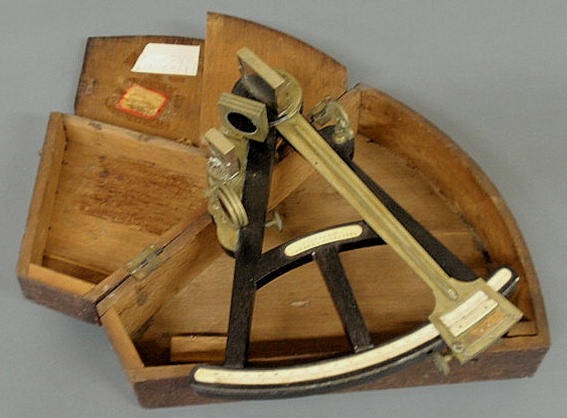 Ebony ivory and brass sextant