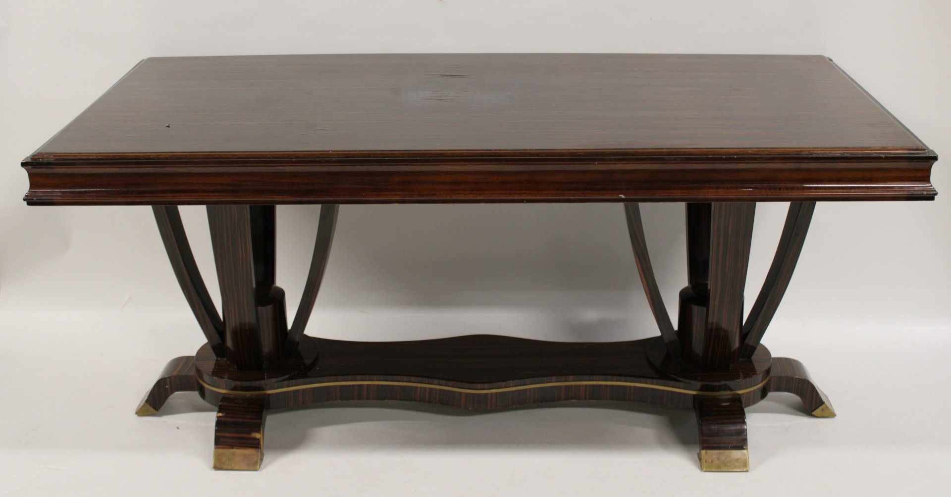 EBONY MACASSAR TWO PEDESTAL
